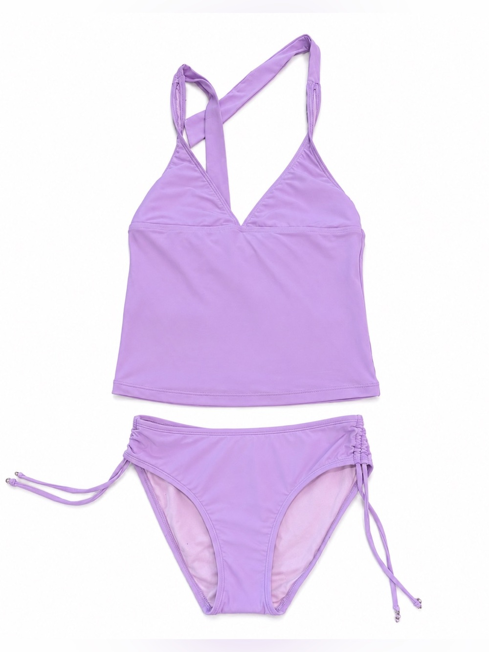 VINTAGE SWIM SYSTEMS TANKINI 2 PIECE SWIMSUIT WOMENS SMALL LAVENDER  HALTER